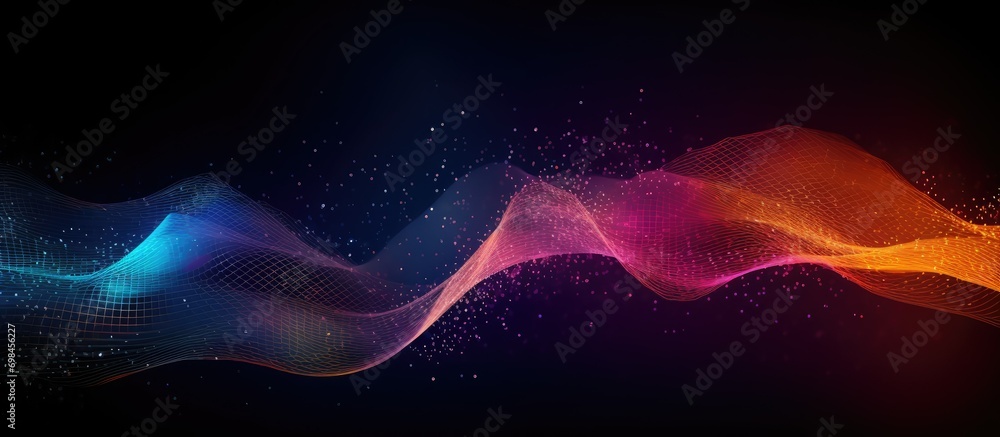 Obraz premium Futuristic technology big data visualization background. Beautiful wavy movement.