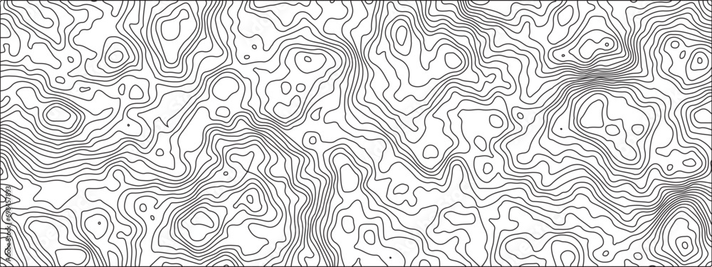 Abstract black & white topography on paper-textured canvas 