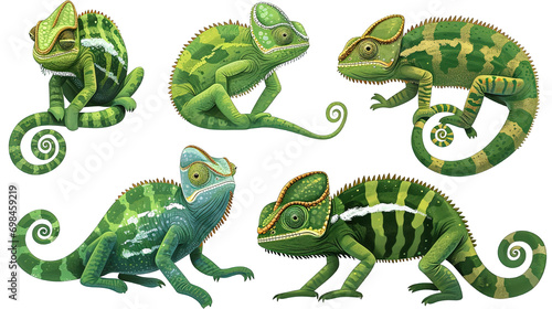 Set of Chameleon Cartoon