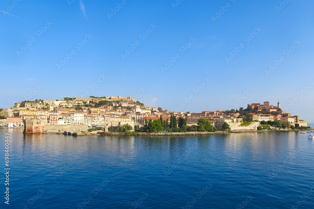 town on the Tyrrhenian Sea of the island in the beautiful blue Mediterranean Sea