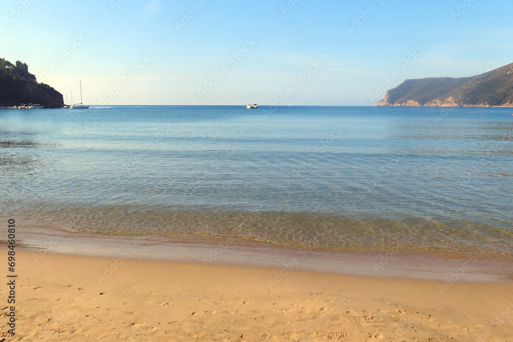 beach with sea in summer without people in mediterranean country
