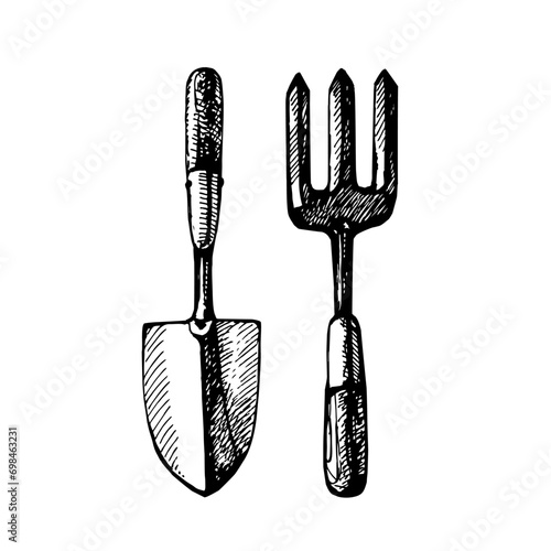Hand drawn sketch gardening vector isolated illustration