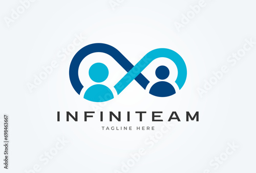 People logo design, humans form an icon of infinity, people Logo design template, vector illustration photo