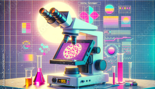 Digital Pathology Slide with Retro 90s Design Elements and High-Definition Clarity photo