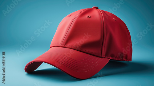 A Bold Red Baseball Cap Popping Against a Vibrant Blue Background