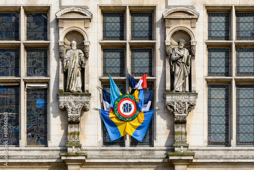 The town hall , in Europe, in France, in Ile de France, in Paris, Along the Seine, in summer, on a sunny day. photo