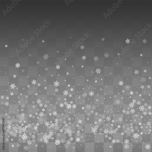 Gray Snowfall Vector Transparent Background.