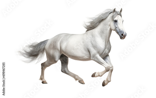 Rapid Gray Horse on the Move isolated on transparent Background