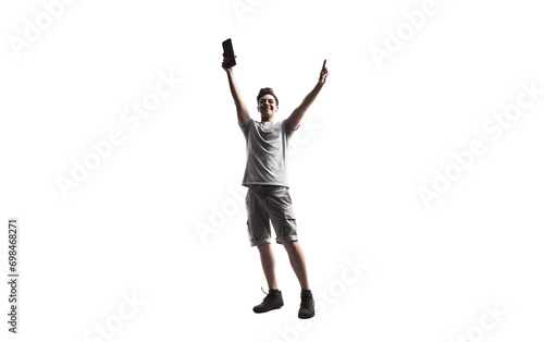 Self-Portrait with a Smartphone isolated on transparent Background