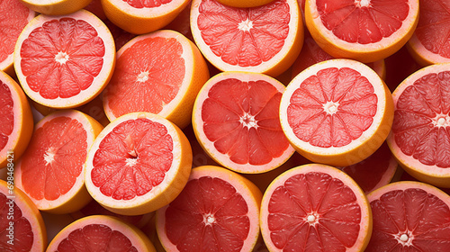 Pomelo and grapefruit juicy slices background. Generative Ai photo