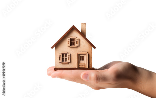 Gentle Grip: Man Holding a House isolated on transparent Background