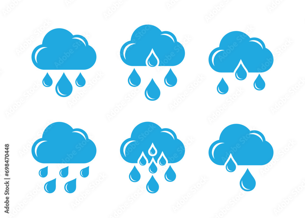 Rain icon set in trendy flat style isolated on white background. Cloud rain symbol for your website design, logo, app, UI. Rain icon set in trendy flat style isolated on white background. Cloud rain symbol for your website design, logo, app, UI.