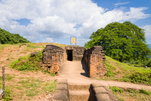 The trenches and bunkers of the Elianne 2 position, in Asia, Vietnam, Tonkin, Dien Bien Phu, in summer, on a sunny day.