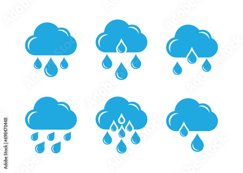 Rain icon set in trendy flat style isolated on white background. Cloud rain symbol for your website design, logo, app, UI.