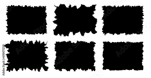 Jagged rectangle. Black simple shape. Rectangle paper template jagged and rough. photo