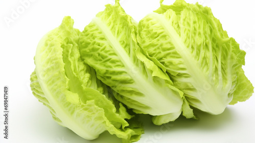 Heap of sliced green lettuce isolated on white background. Generative Ai