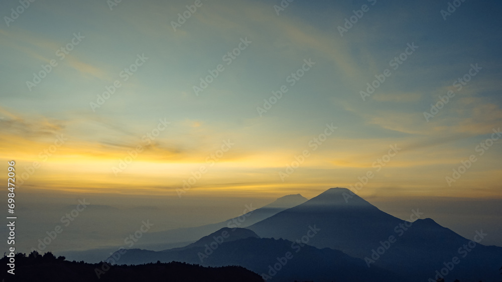 Landscapes golden sunrise in mountain