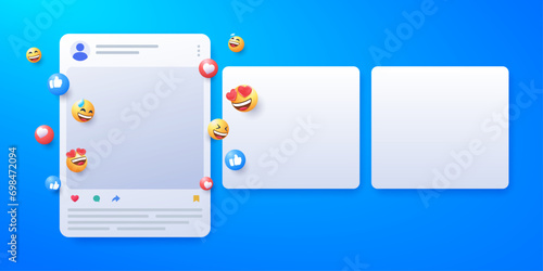social media app interface post and emoji reaction