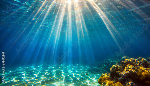 the sun shines over coral reefs in the ocean