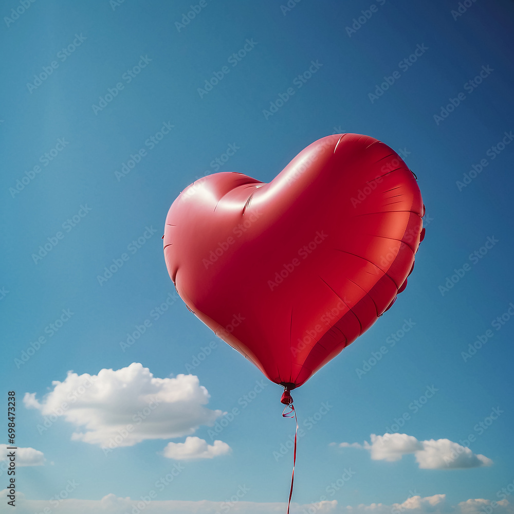 heart shaped balloons in the sky