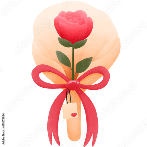 Hand drawn rose bouquet , Valentine's day png illustration