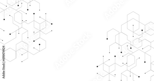 Technology black hexagon diagram concept. High-tech hexagon geometric connection system.Vector abstract technology on a white background.  © Chor muang