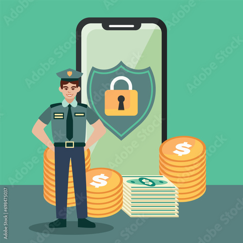 Security Guard Protect Digital Bank Money