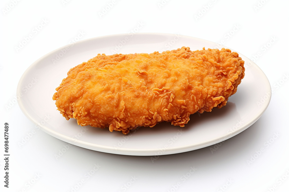 Crispy chicken strips on white background generated.AI Crispy chicken strips on white background generated.AI