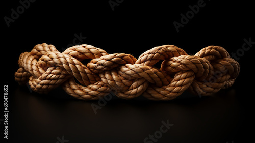 gordian knot on a black background, the concept of a complex confusing situation