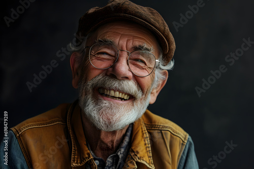 Smiling Senior Man with Glasses. Generative AI