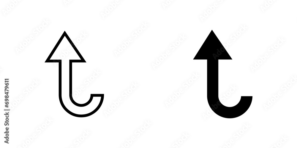 Directional arrow icon vector. Turn icon sign symbol vector. Arrow up vector icon illustration isolated on white background Directional arrow icon vector. Turn icon sign symbol vector. Arrow up vector icon illustration isolated on white background