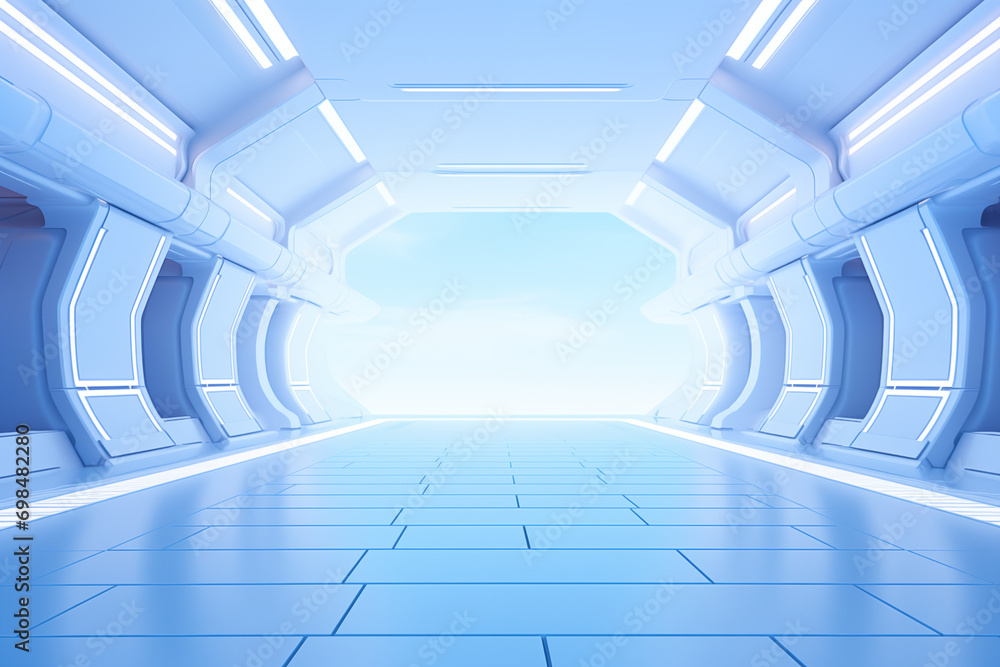 Obraz premium blue corridor in modern building