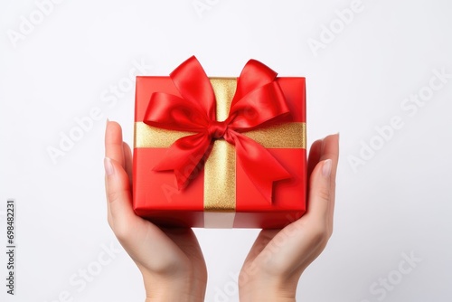 Red gifts on a white background, christmas, valentine's day, happy new year