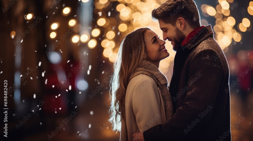 Portrait of happy young hugging couple background. Positive passionate married woman man hug embrace enjoy together wallpaper. St Valentines, Hug Day concept.