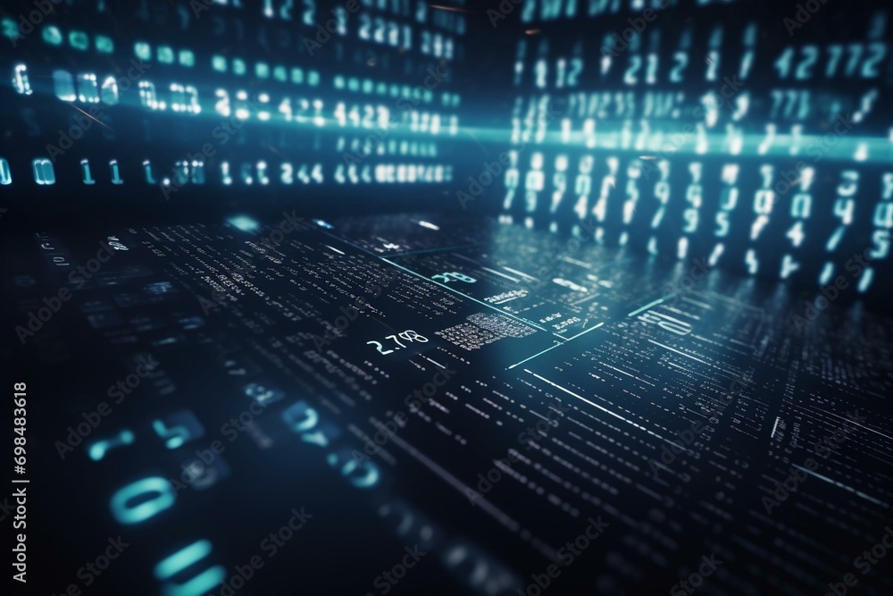 3D abstract background with binary language and virtual matrix concept ...