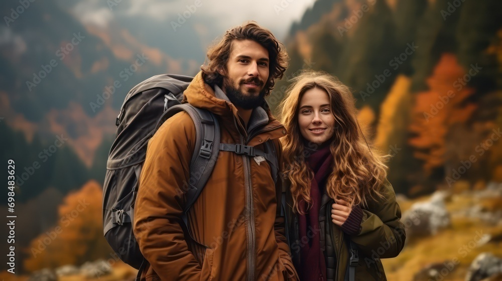 couple in the forest on the mountain couple in the forest on the mountain
