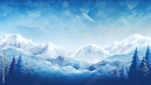 abstract winter landscape in the mountains minimalism style polygonal design, smooth background simple flat graphics