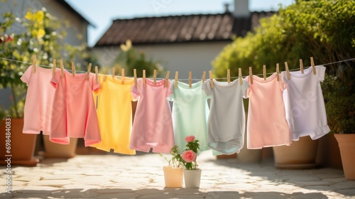 drying clothes on a clothesline