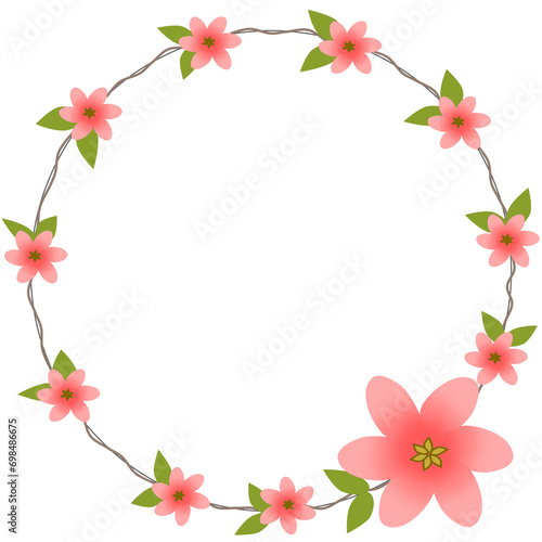 Circle frame with pink flowers © ThanamoNy_Studio287