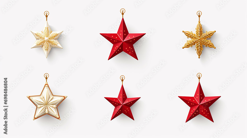 Obraz premium set, collection of christmas stars, decorations isolated on a white background