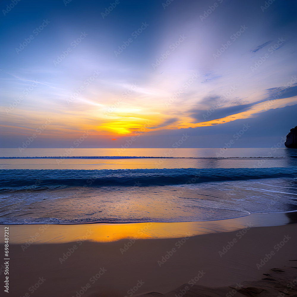 Beautiful sunset on the beach in Phuket, Thailand. 