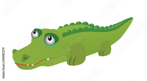 Green crocodile  a plastic toy for children. Vector illustration isolated on white.