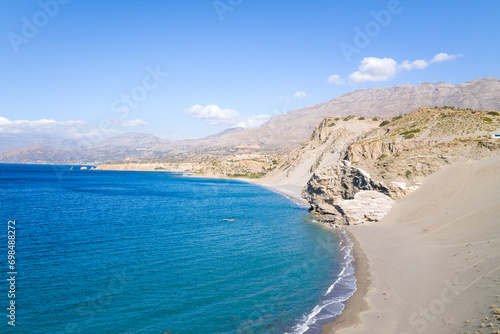 Alatsogremni Agios Pavlos Beach  in Europe  Greece  Crete  towards Matala  By the Mediterranean Sea  in summer  on a sunny day.