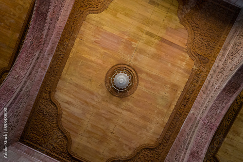 The Decorated Ceilings of Junagarh Fort in Asia, India, Rajasthan, Bikaner, in the summer on a sunny day. photo