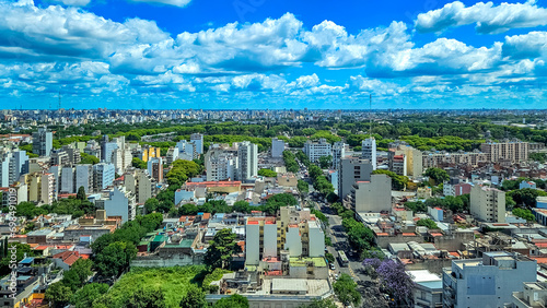 south america, Argentinian buenos aires city street with traffic, bird's eye view photo