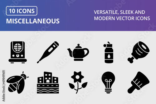 Miscellaneous Elements Glyph Icons Set