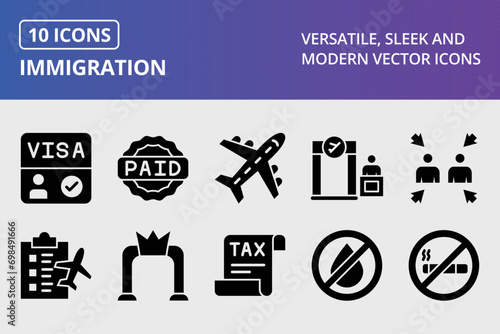 Immigration Glyph Icons Set