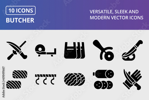 Butcher Glyph Icons Set