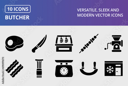 Butcher Glyph Icons Set