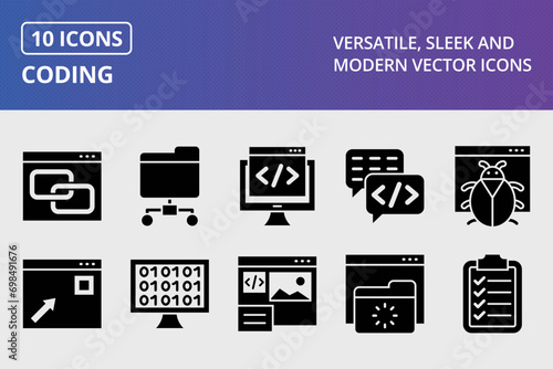 Coding Glyph Icons Set